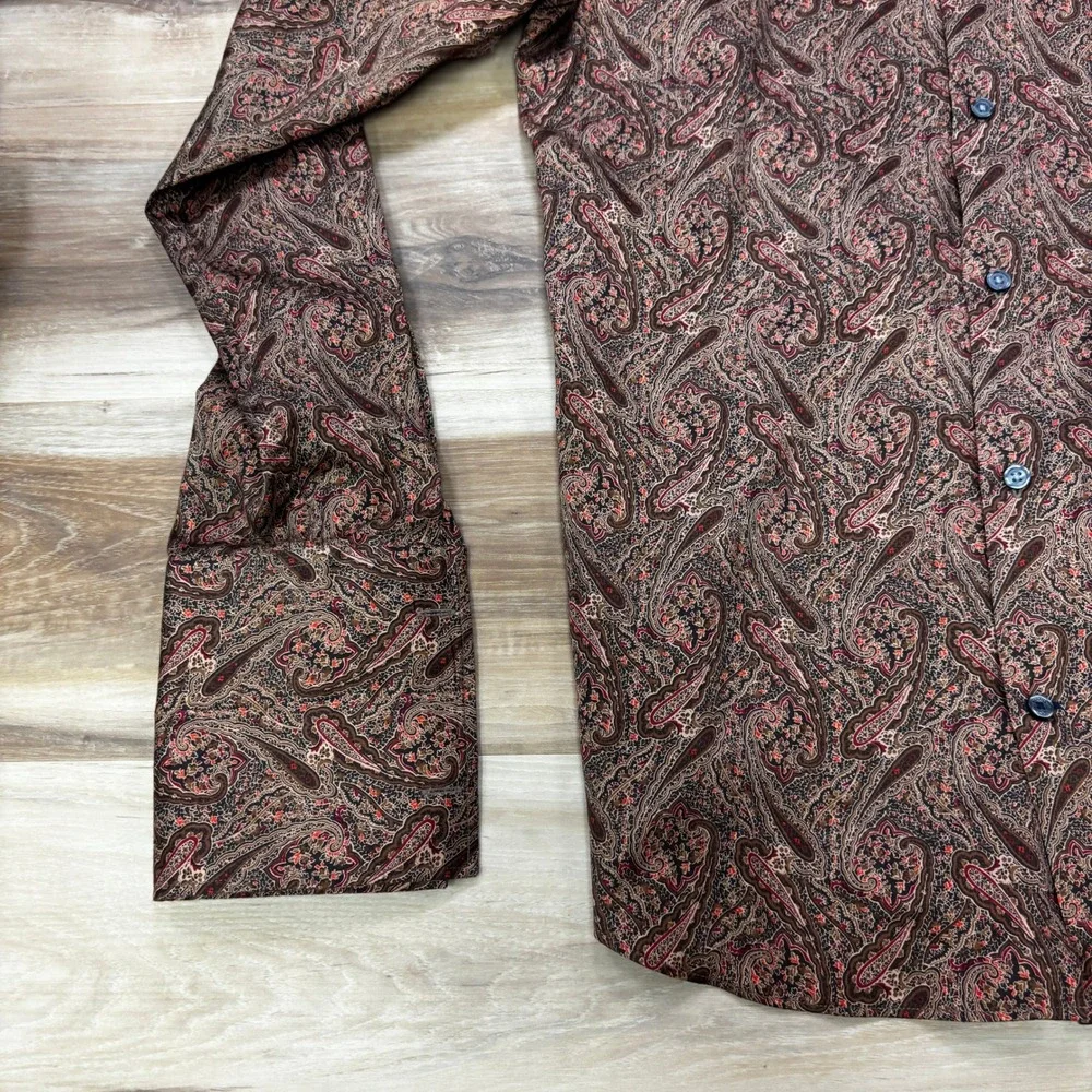 Y2K Banana Republic Dress Shirt L Paisley Button Down Cotton Slim French Cuffs